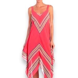Luxology asymmetrical dress multi color chevron pattern size 10 large